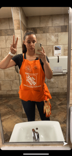 Girl working at Home Depot
